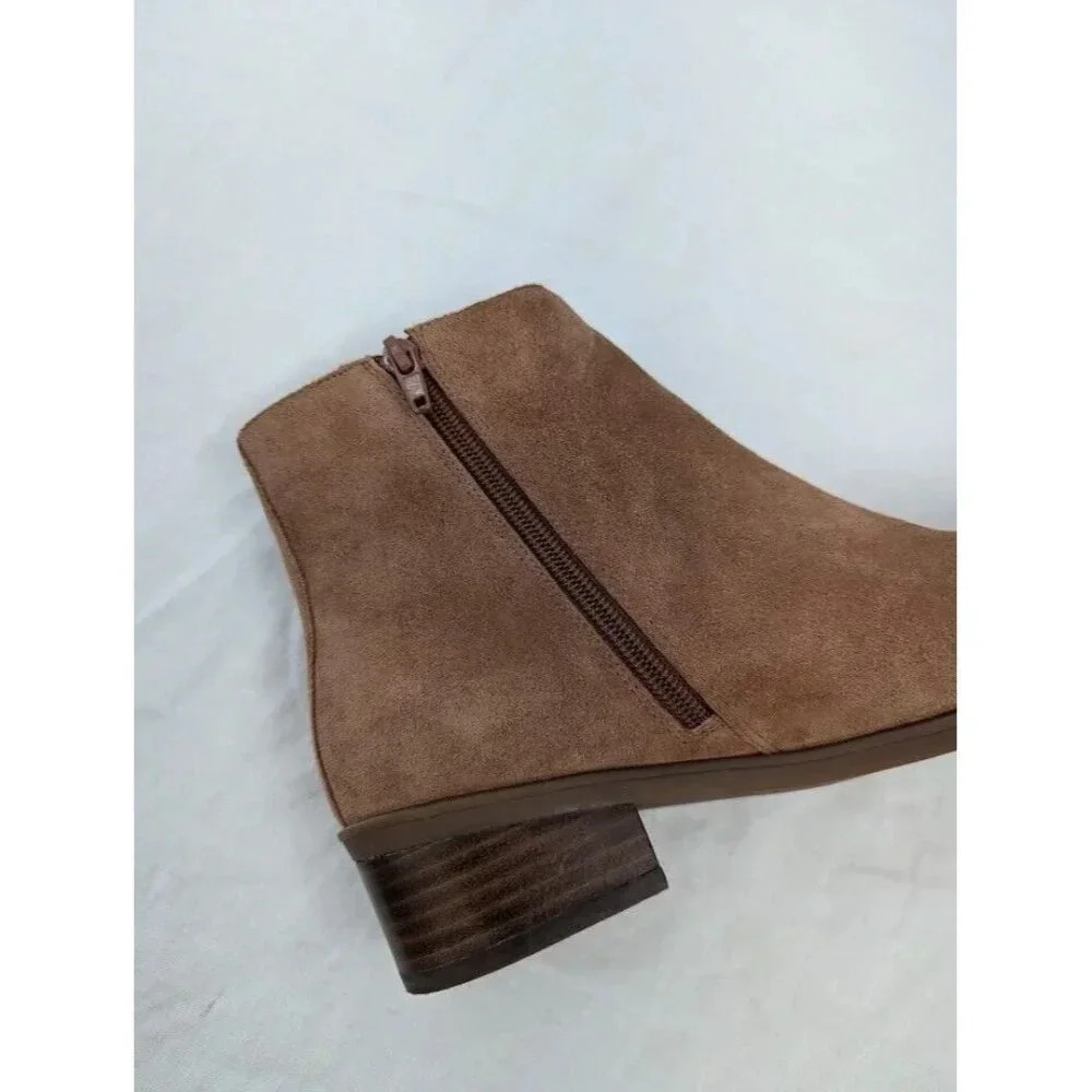 Bella~Vita Brown suede ankle boots with fringe, 1 inch heel, women's size 7 - Picture 12 of 14